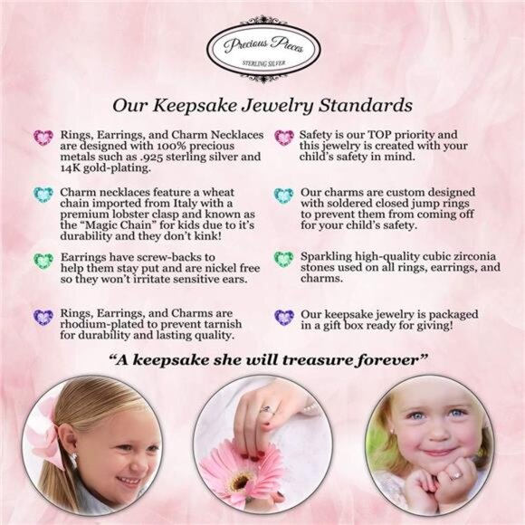 Precious Pieces Sterling Silver Simulated CZ Birthstone Baby Ring with Heart - Picture 5 of 6